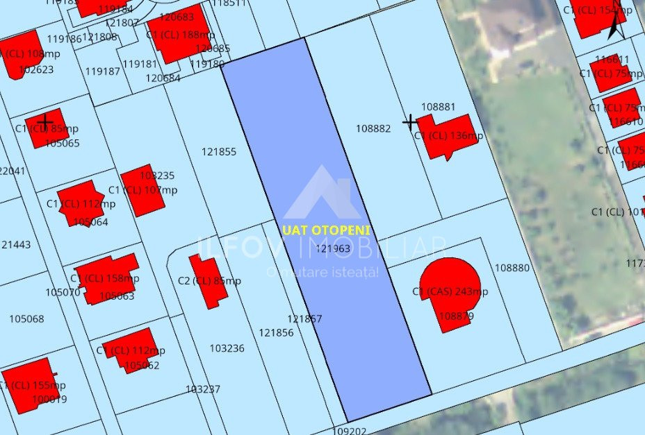 Teren intravilan Otopeni Odai, 2555mp, deschidere 24.32ml, asfalt