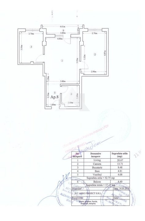 Apartament 2 camere Otopeni 57.15mp parcare utilat si mobilat parcul Unirii