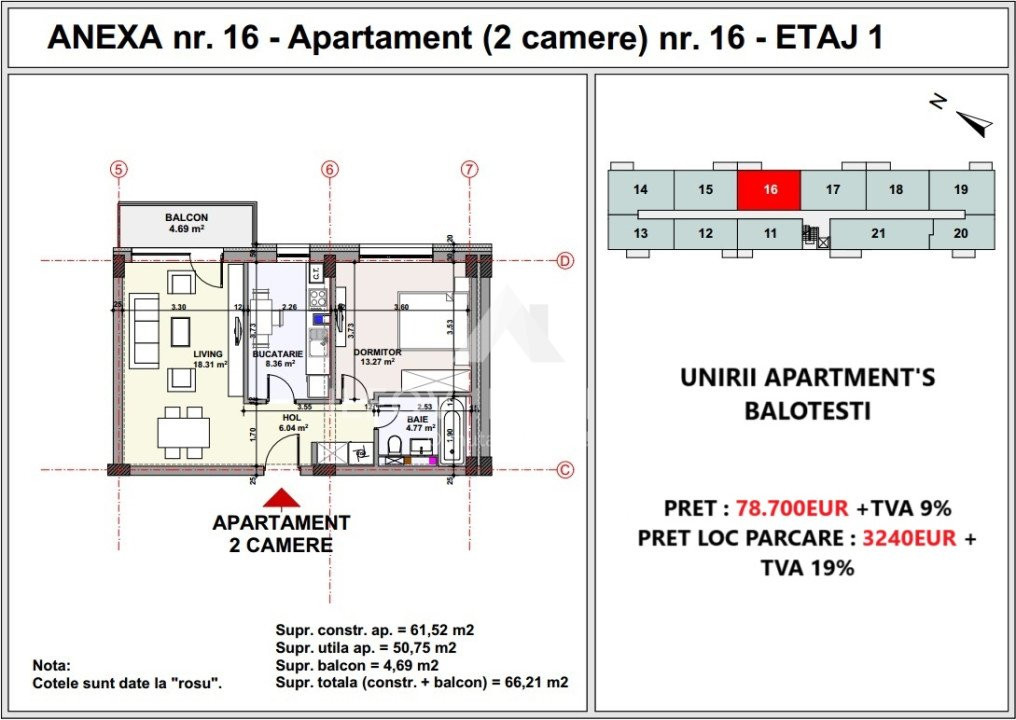 APARTAMENT 2 CAMERE UNIRII APARTMENT'S BALOTESTI, LANGA THERME 