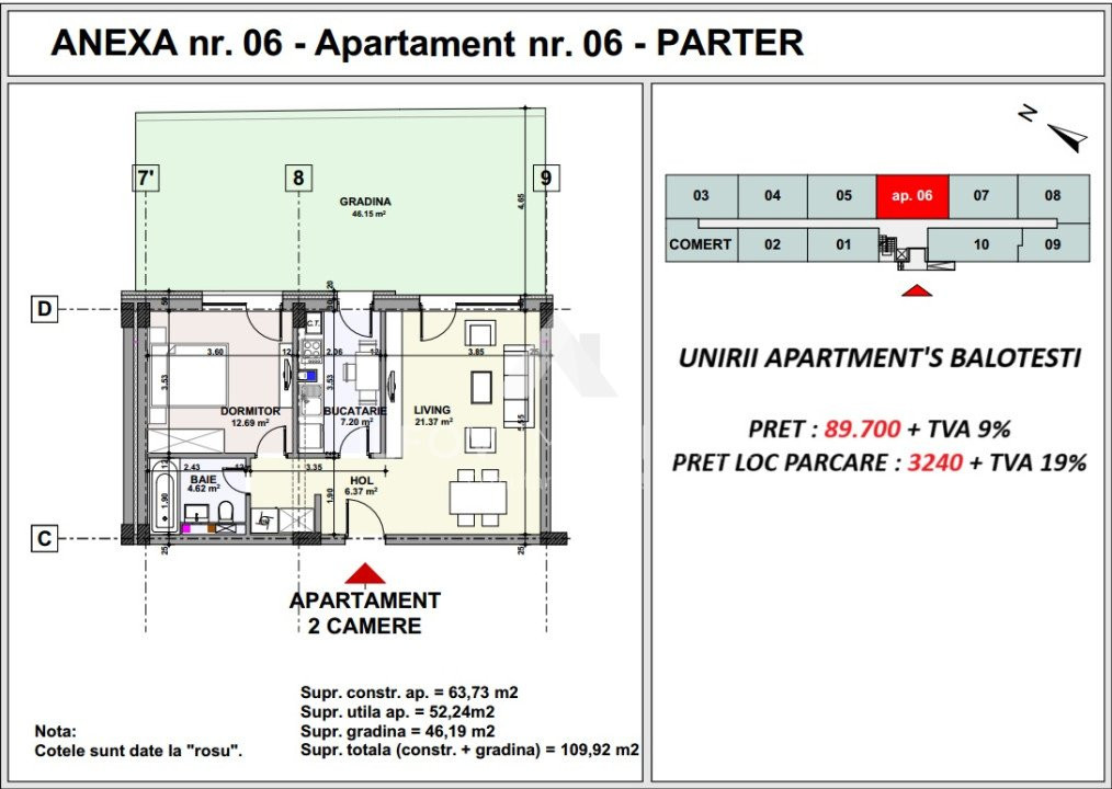 APARTAMENT 2 CAMERE CU GRADINA, UNIRII APARTMENT'S BALOTESTI