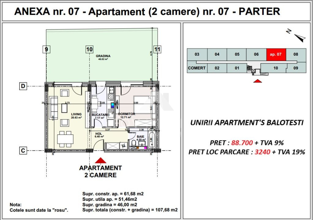 APARTAMENT 2 CAMERE CU GRADINA, UNIRII APARTMENT'S BALOTESTI