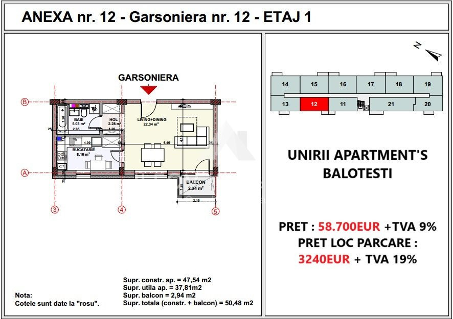 GARSONIERA UNIRII APARTMENT'S BALOTESTI, LANGA DN1, VALUE CENTRE SI THERME