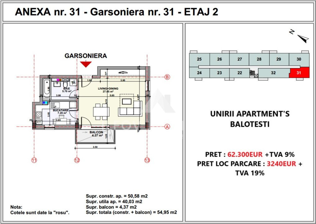 GARSONIERA UNIRII APARTMENT'S BALOTESTI, LANGA DN1, VALUE CENTRE SI THERME