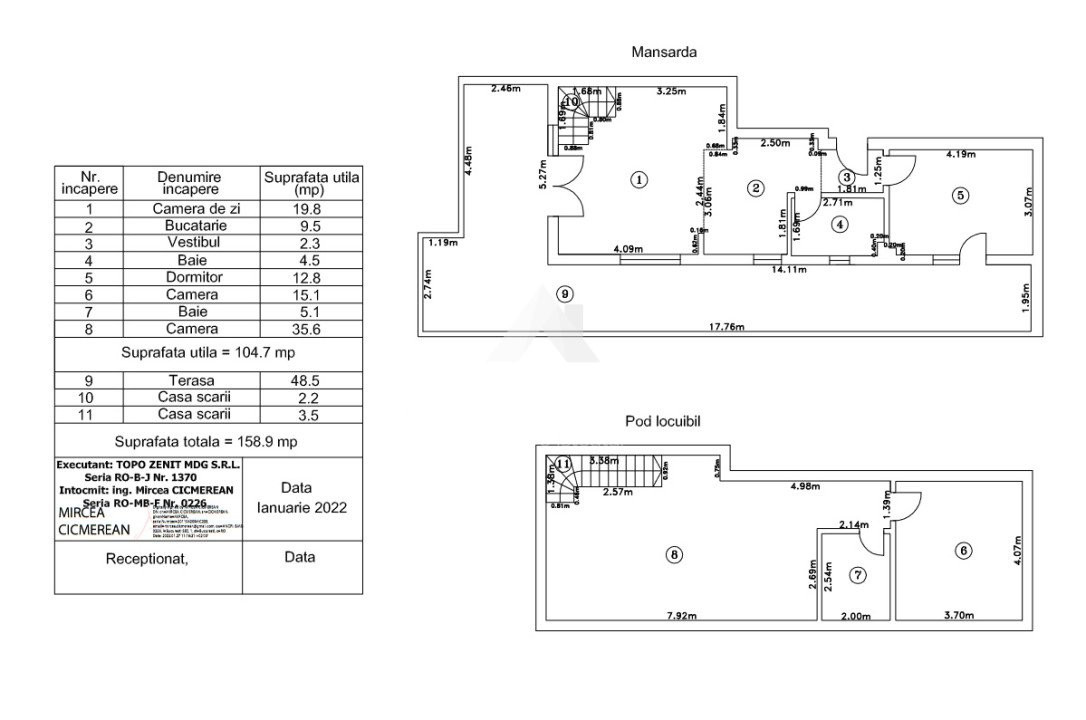 Otopeni Penthouse pe 2 nivele 158.90mp terasa 49mp parcul Unirii